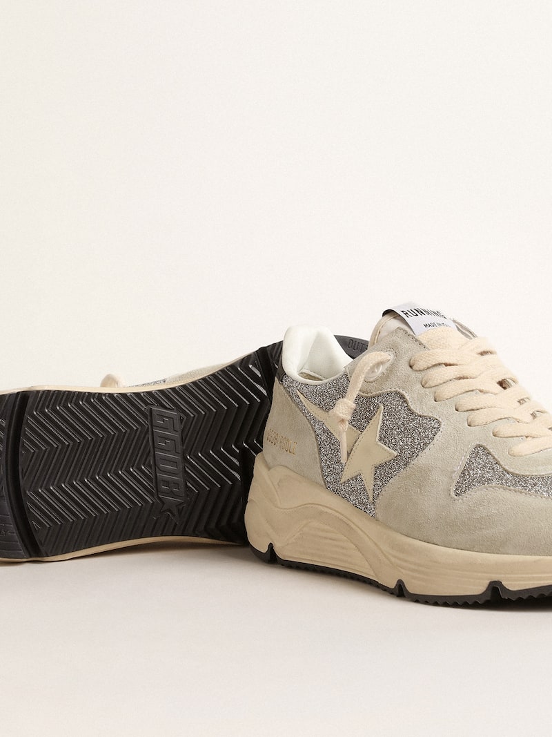 Golden Goose - Women's Running Sole embellished with Swarovski crystals and ivory star in 