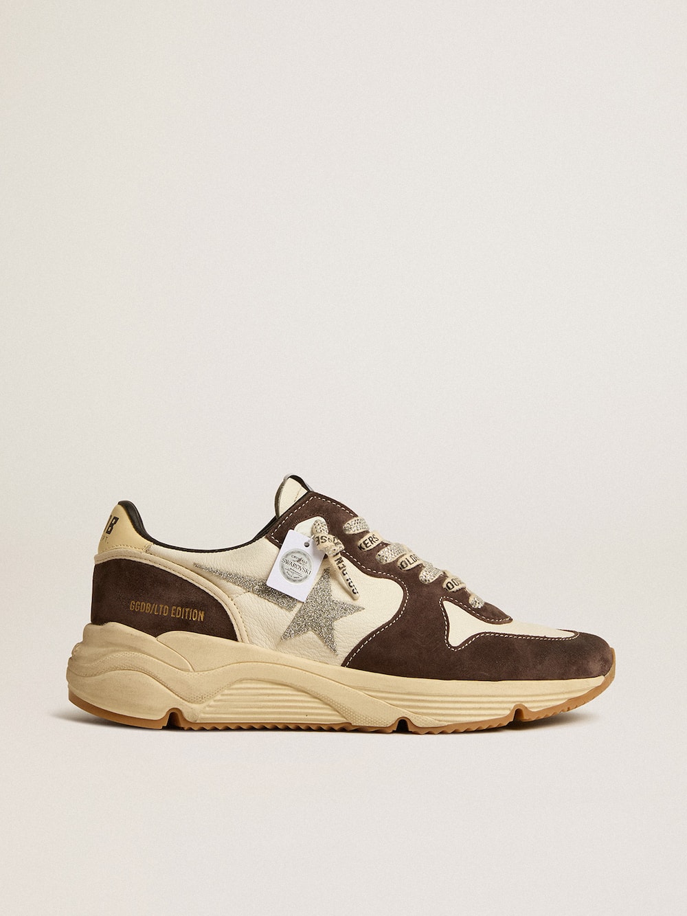 Golden Goose - Running Sole LTD in nappa and brown suede with a Swarovski crystal star in 