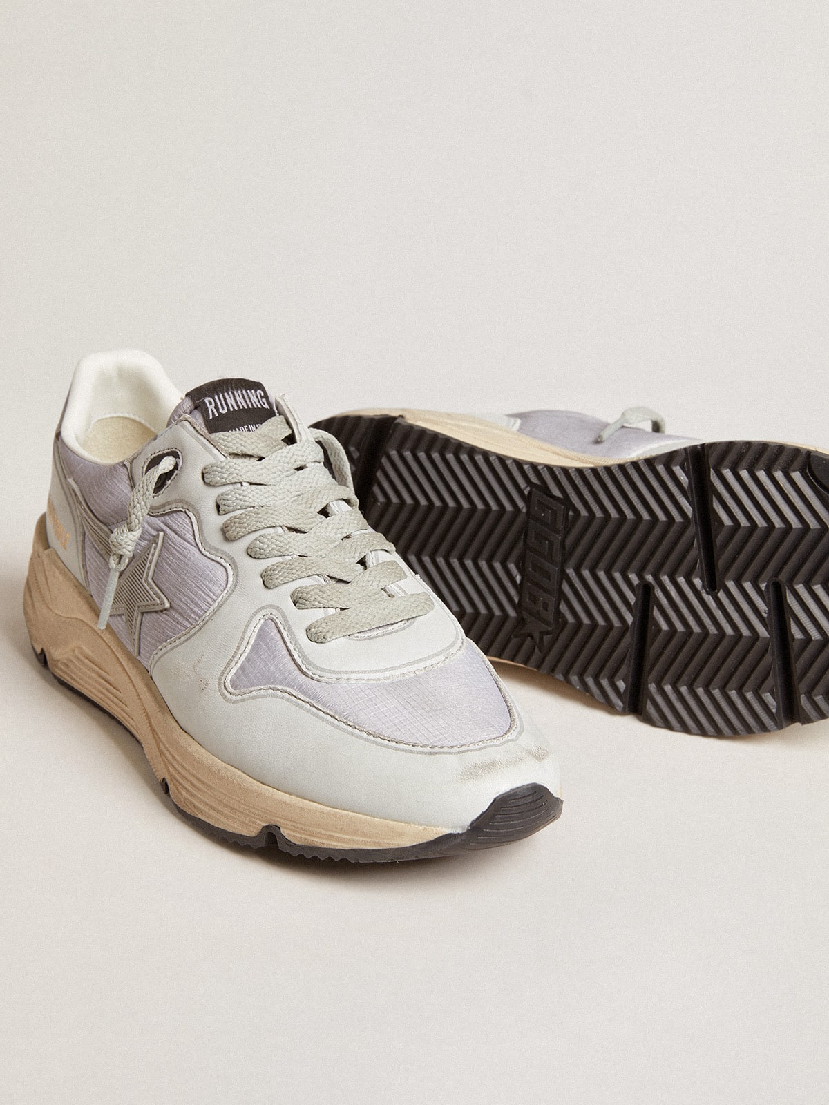 Golden Goose - Running Sole en nylon et cuir nappa avec étoile en caoutchouc et contrefort en cuir in 