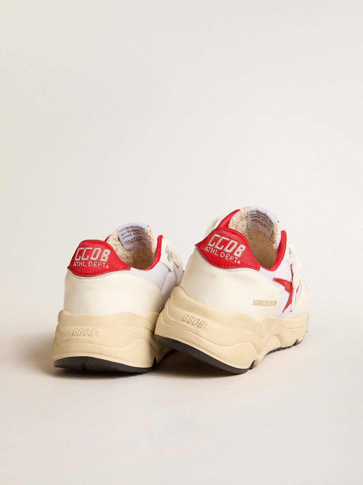 Golden Goose - Running Sole LTD in white nappa and nylon with a red leather star in 