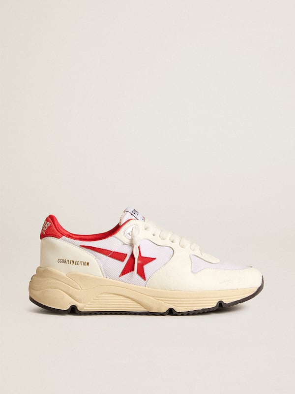 Golden Goose - Running Sole LTD in white nappa and nylon with a red leather star in 