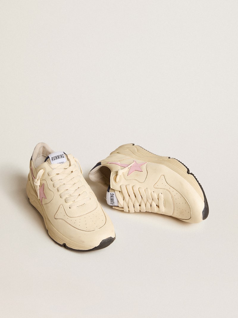 Golden Goose - Women's Running Sole in nappa leather with pink leather star and blue leather heel tab in 