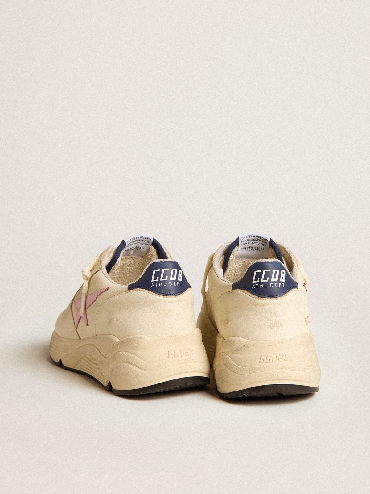 Golden Goose - Women's Running Sole in nappa leather with pink leather star and blue leather heel tab in 