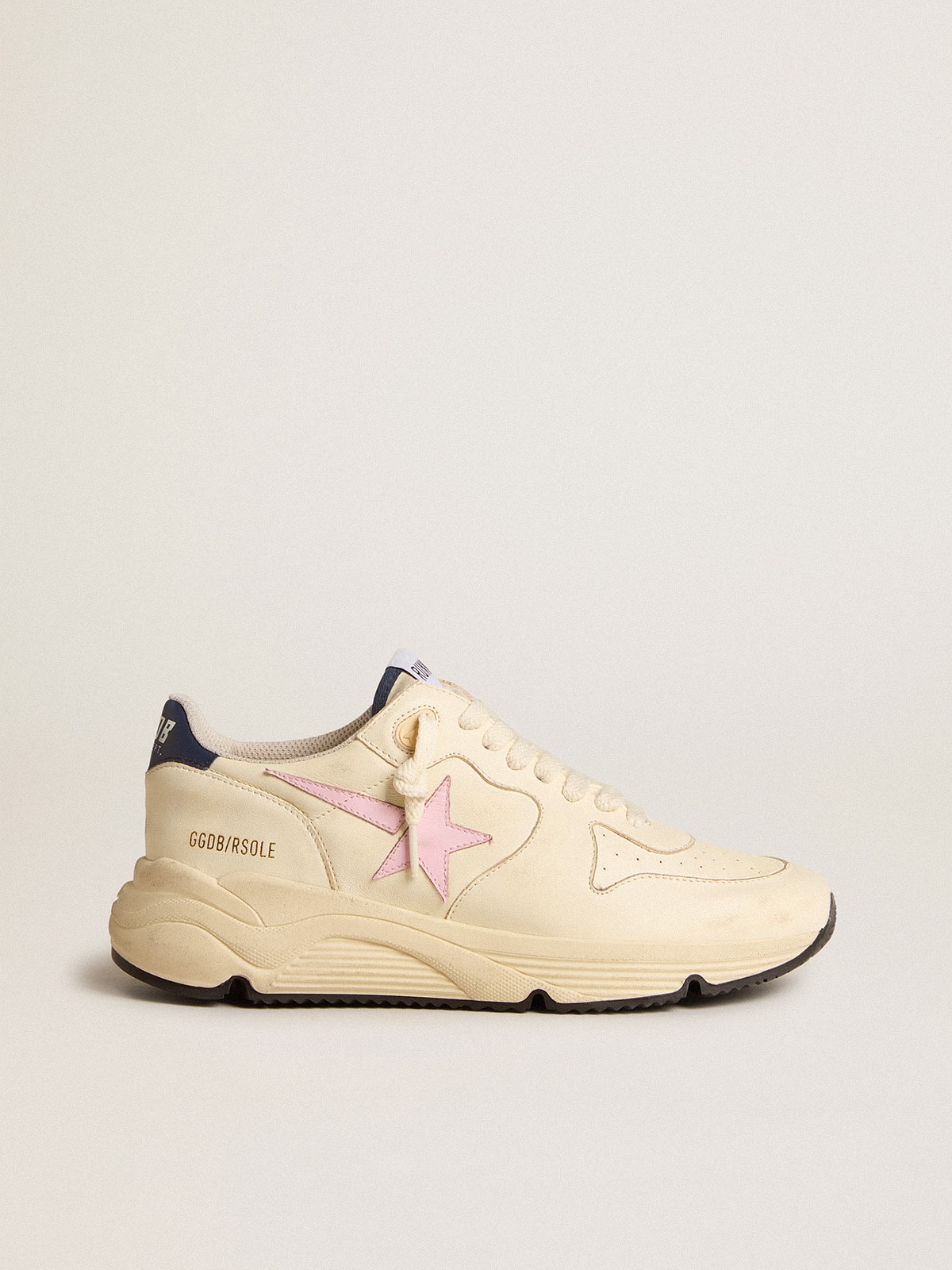 Golden Goose - Women's Running Sole in nappa leather with pink leather star and blue leather heel tab in 