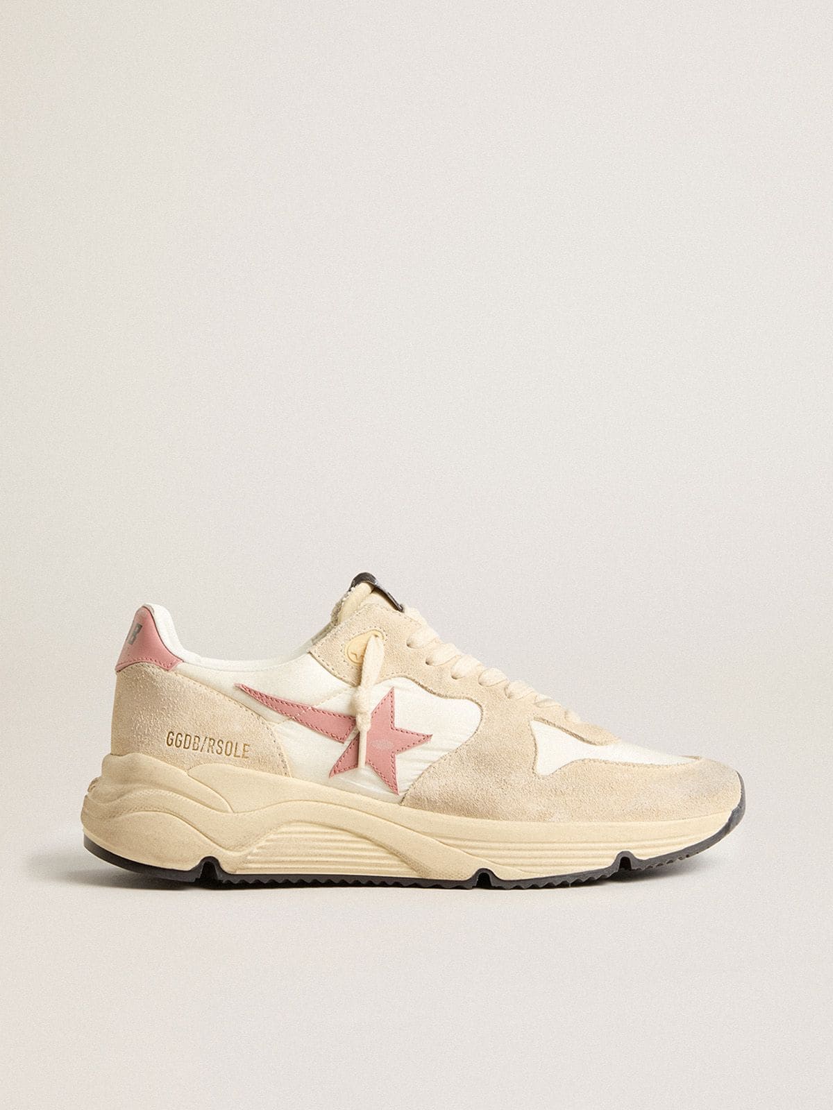 Buy Women's Running Sole in beige nylon with pink leather