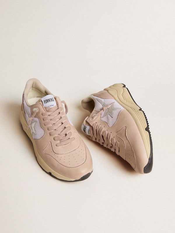 Golden Goose - Women’s Running Sole in mesh and nubuck with silver metallic leather star in 