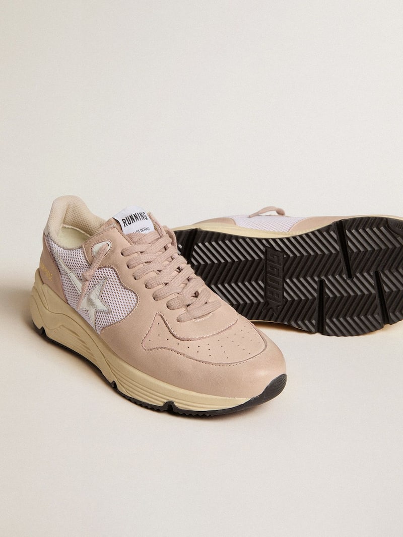 Golden Goose - Women&rsquo;s Running Sole in mesh and nubuck with silver metallic leather star in 