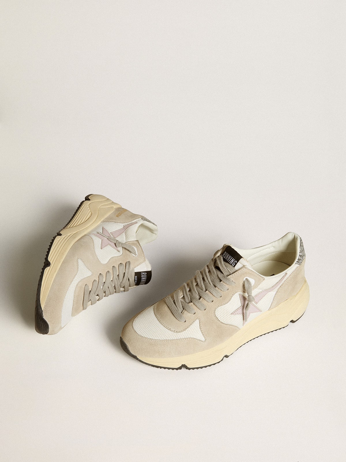 Golden Goose - Running Sole LTD aus Mesh mit Lederstern und Ferse aus Glitzer in 