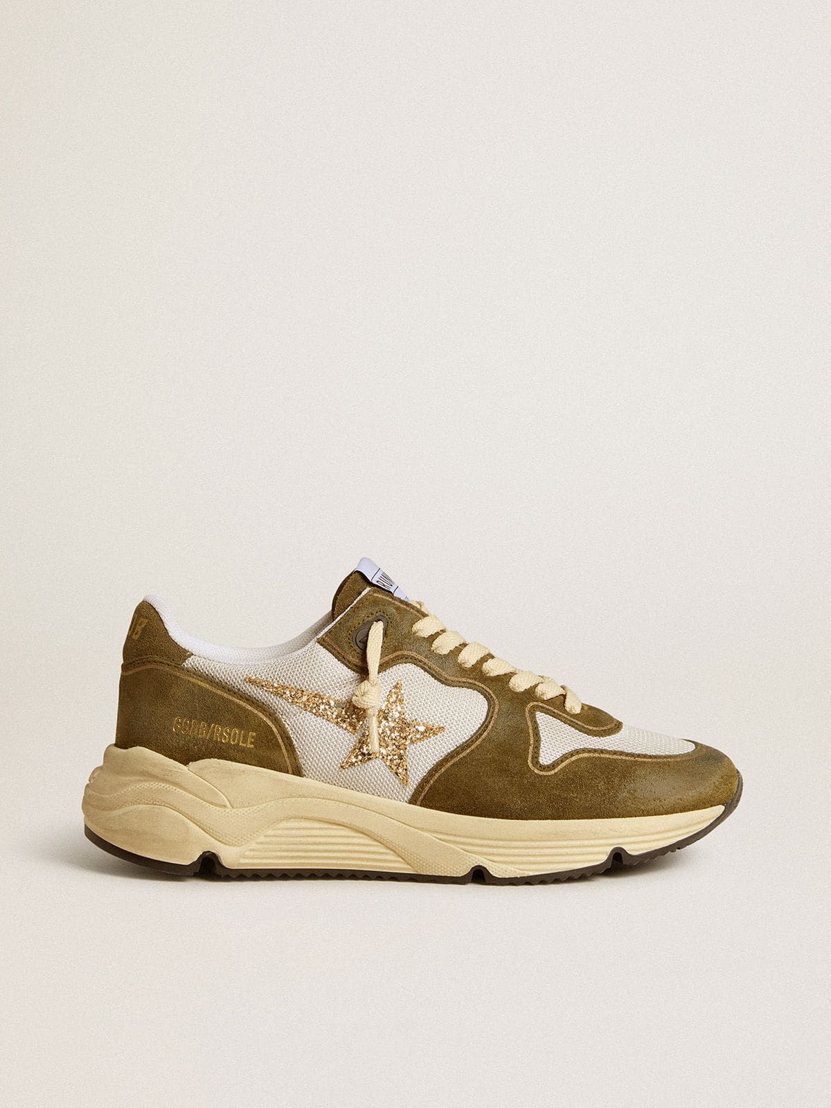 Golden Goose|SNEAKERS (GWF00333 F006826 12165) Women's Running Sole in brown suede and mesh with gold