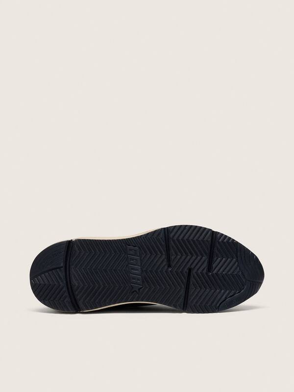Golden Goose - Women’s Running Sole in black nappa leather and nylon with a silver leather star in 
