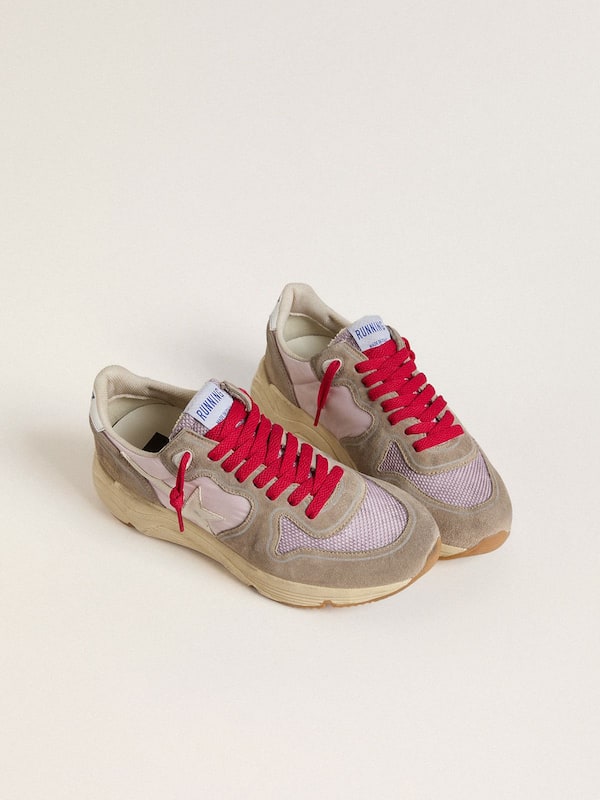 Golden Goose - Running Sole LTD in pink nylon with white leather star in 
