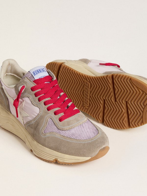 Golden Goose - Running Sole LTD in pink nylon with white leather star in 