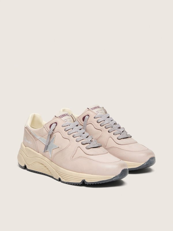 Golden Goose - Women&rsquo;s Running Sole in powder-pink leather with silver star in 