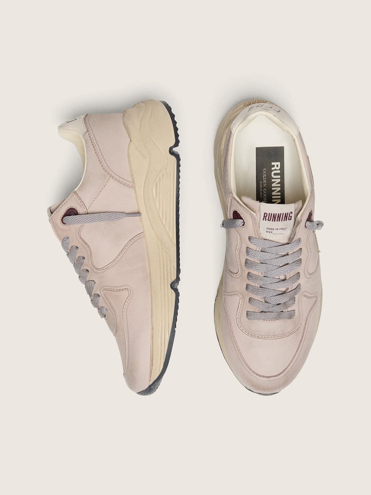 Running Sole donna in pelle rosa cipria con stella argento