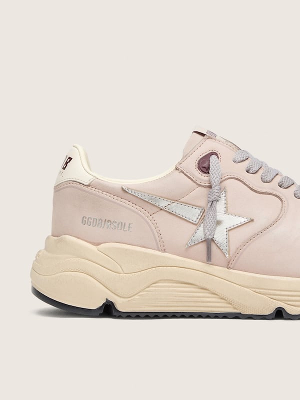 Golden Goose - Women&rsquo;s Running Sole in powder-pink leather with silver star in 
