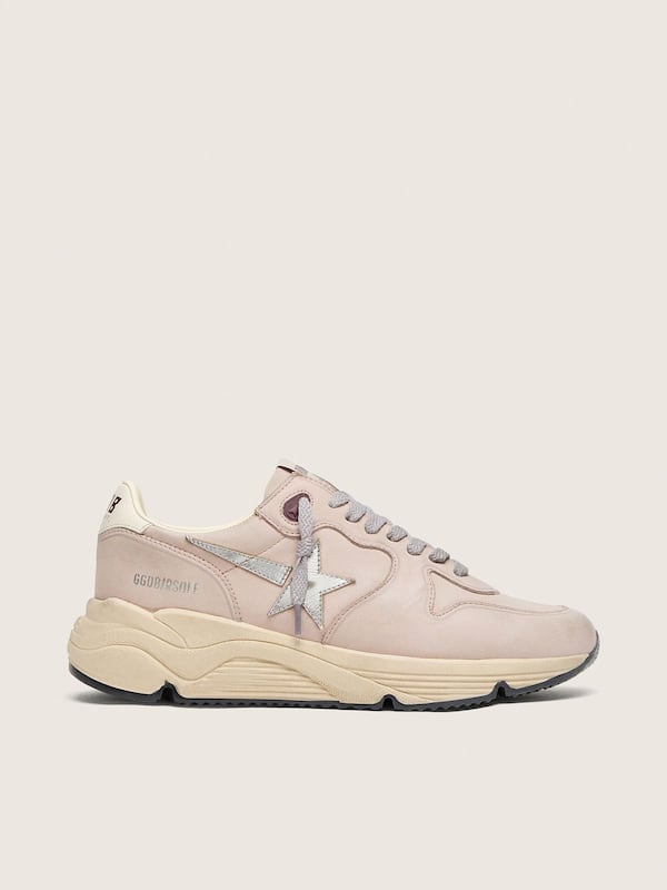 Golden Goose - Women&rsquo;s Running Sole in powder-pink leather with silver star in 