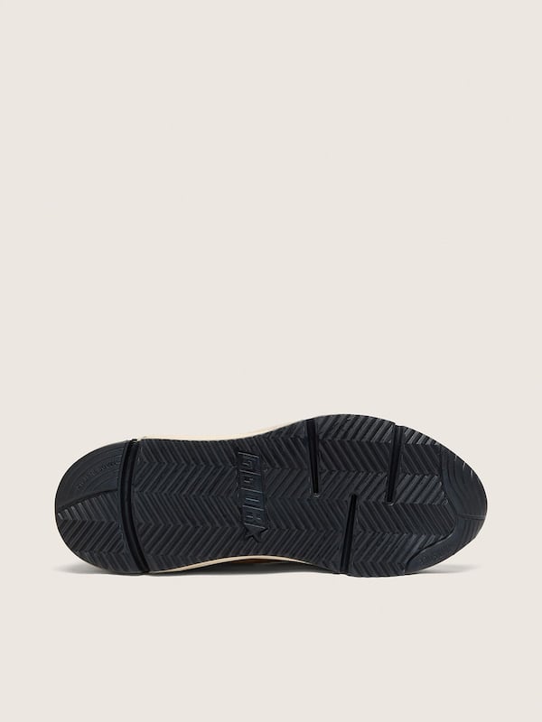 Golden Goose - Running Sole donna in nylon e pelle crema con stella in pelle verde in 