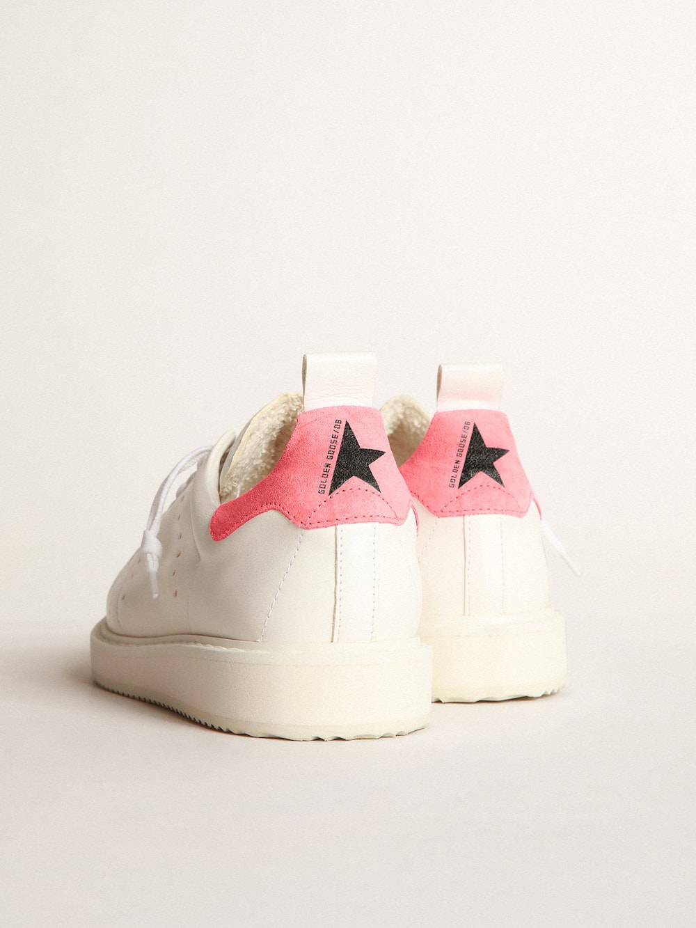 Golden Goose - Sneakers Starter en cuir nappa blanc avec contrefort en daim rose in 