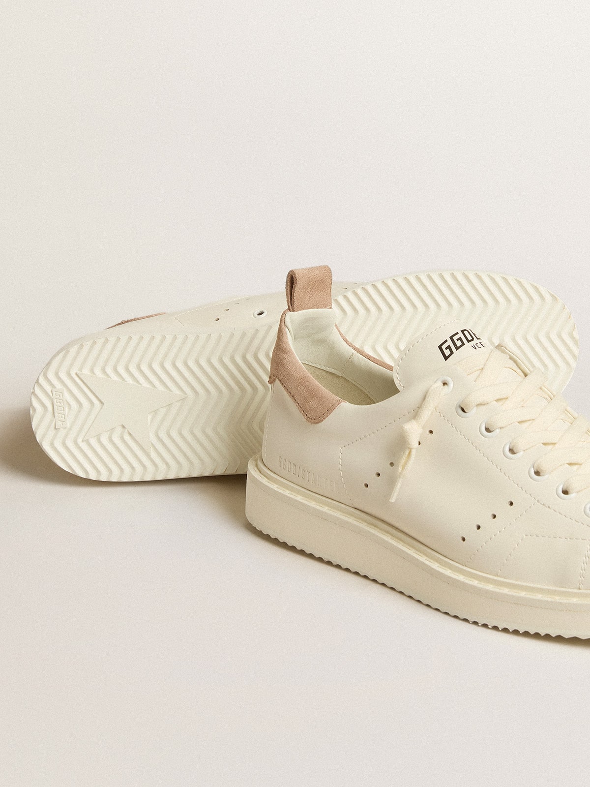 Golden Goose - Women's Starter in white leather with light brown nubuck heel tab in 