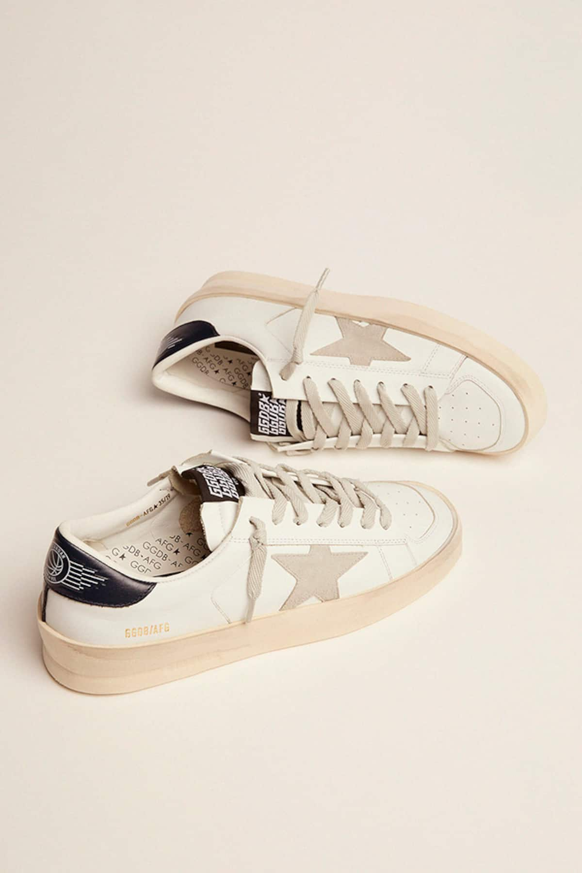 Golden Goose - Women’s Stardan with ice-gray suede star and blue heel tab in 