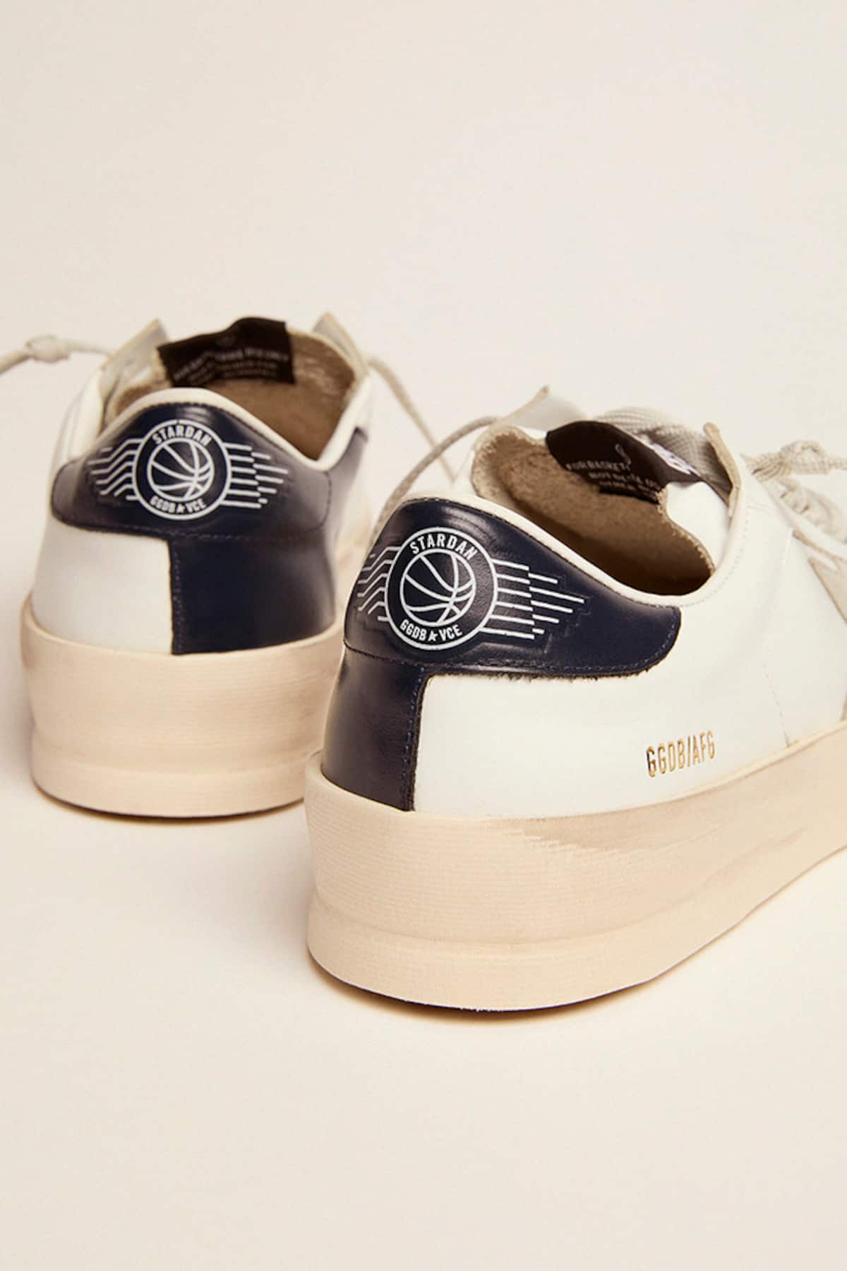 Golden Goose - Women’s Stardan with ice-gray suede star and blue heel tab in 