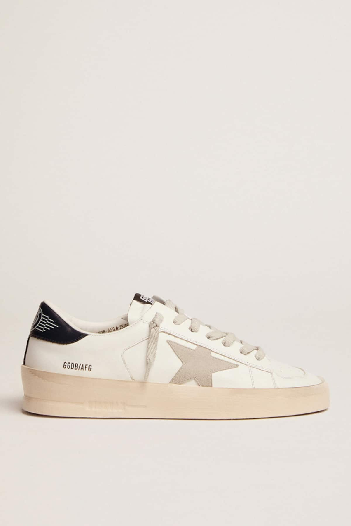 Golden Goose - Women’s Stardan with ice-gray suede star and blue heel tab in 