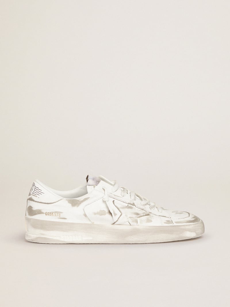 Stardan sneakers in white leather with lived-in treatment