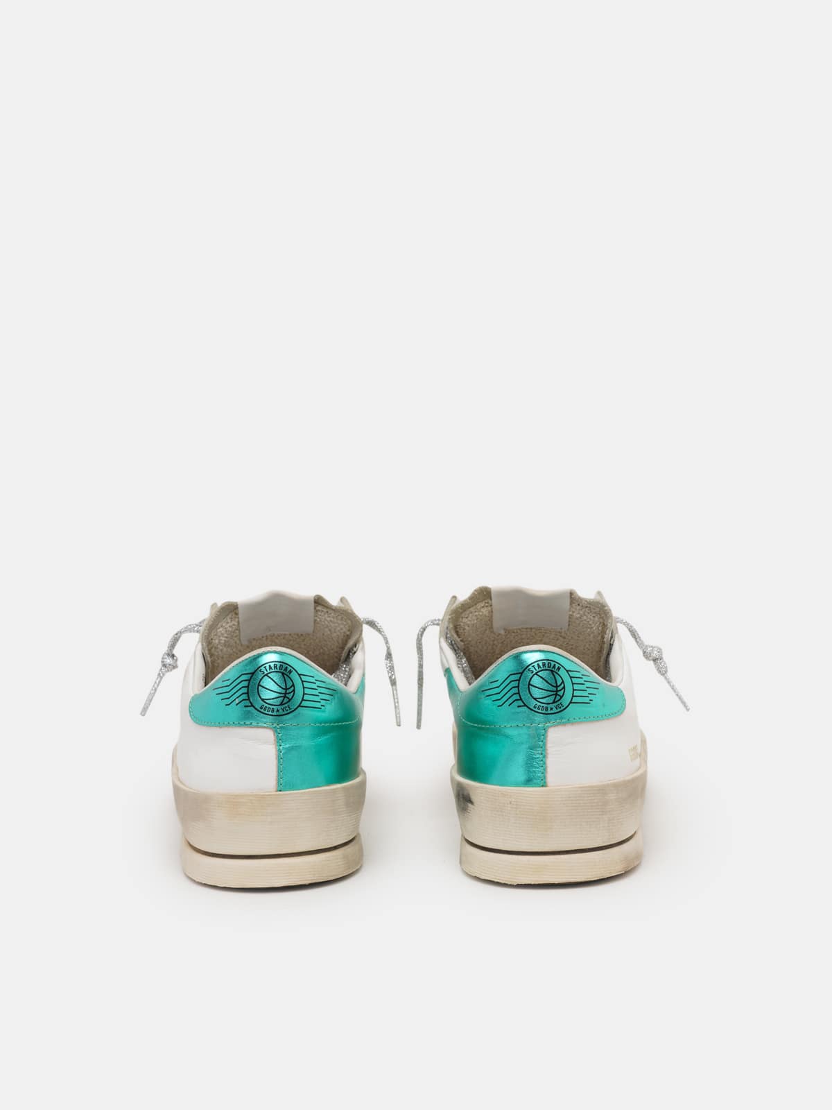 Golden Goose - White and aqua-green Stardan sneakers in 