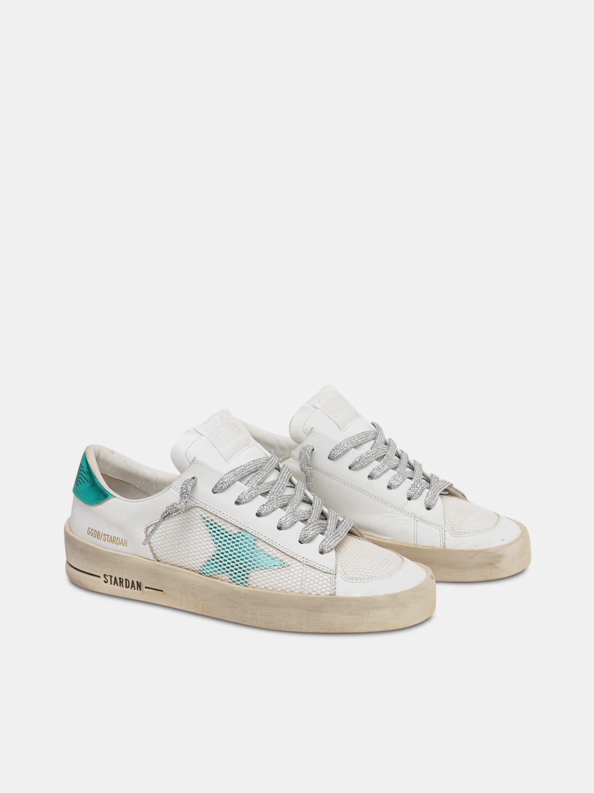 Golden Goose - Sneakers Stardan bianche e verde acqua in 