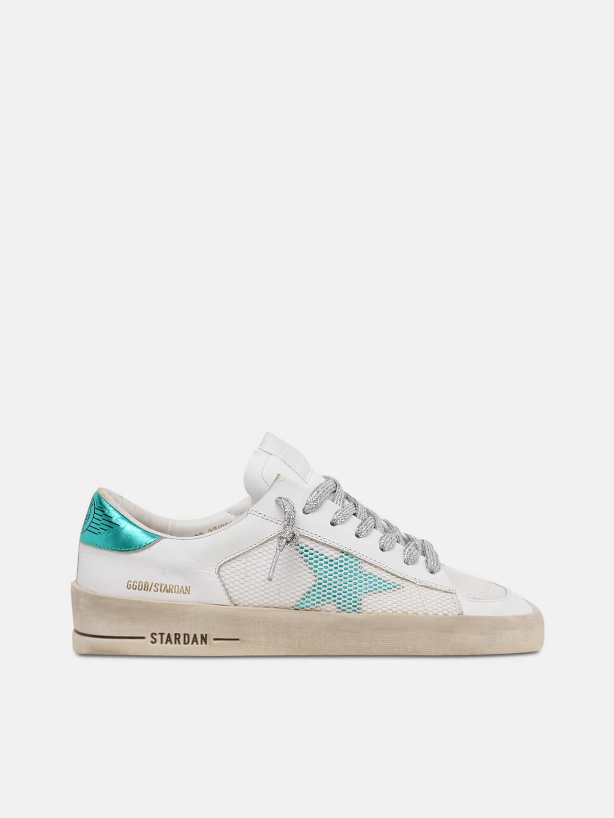 Golden Goose - White and aqua-green Stardan sneakers in 