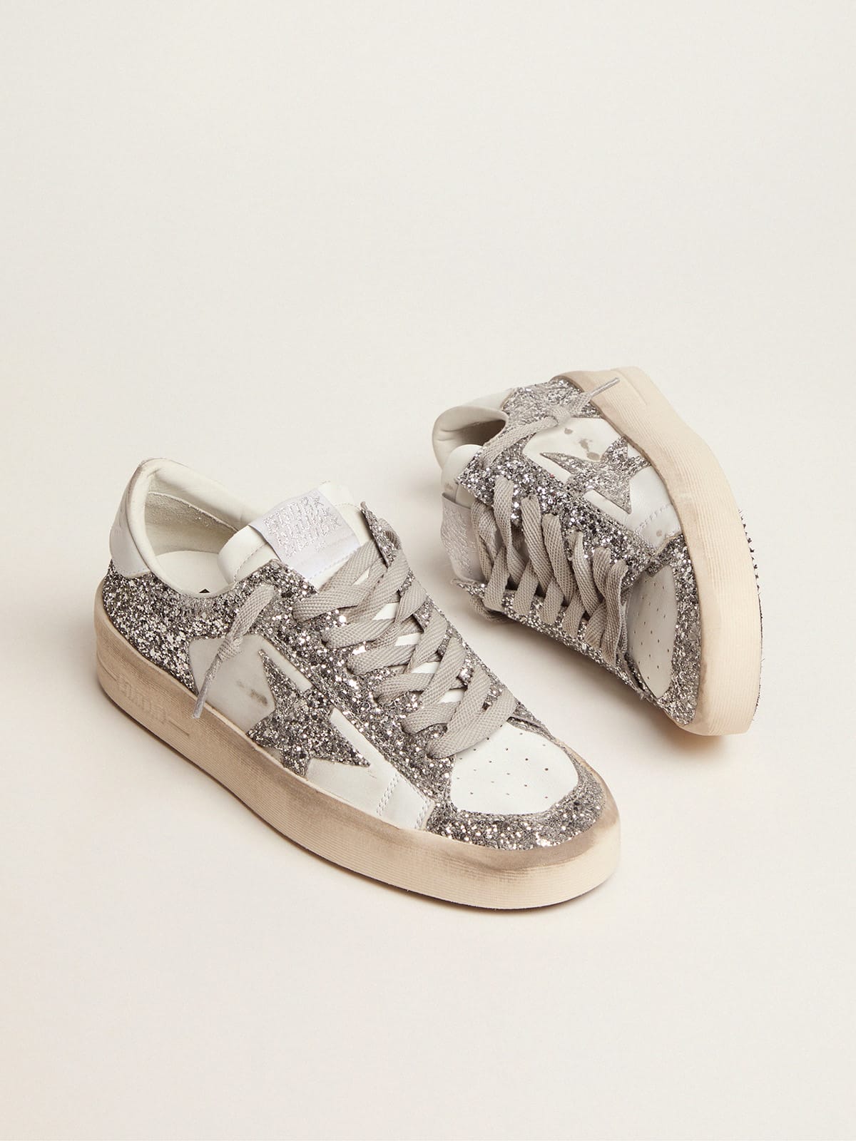 Women s Stardan sneakers with silver glitter Golden Goose