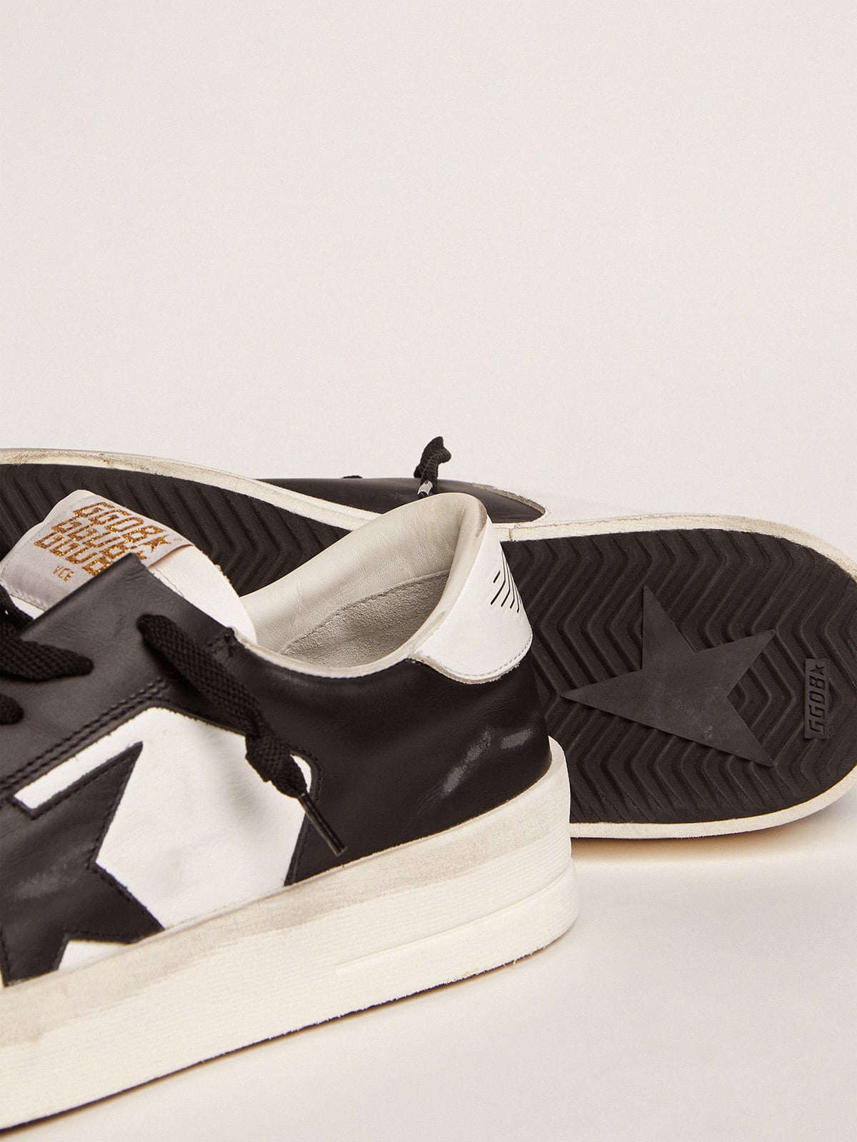 Golden Goose - Women's Stardan in leather with black leather star and white leather heel tab in 