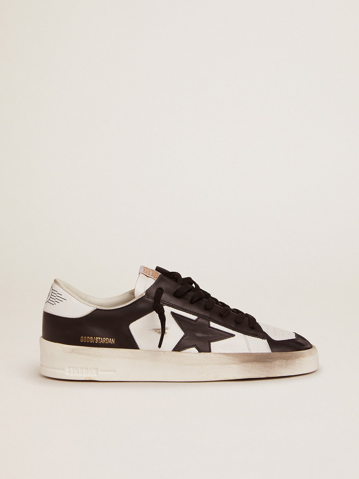 Golden Goose - Women's Stardan in leather with black leather star and white leather heel tab in 