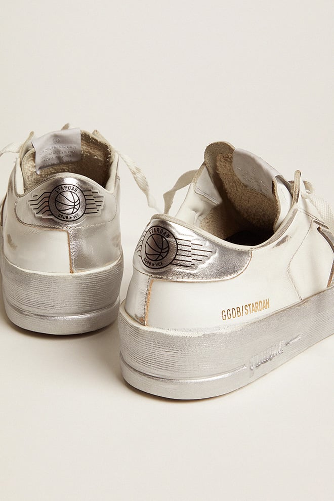 Stardan sneakers with silver metallic leather star and heel tab