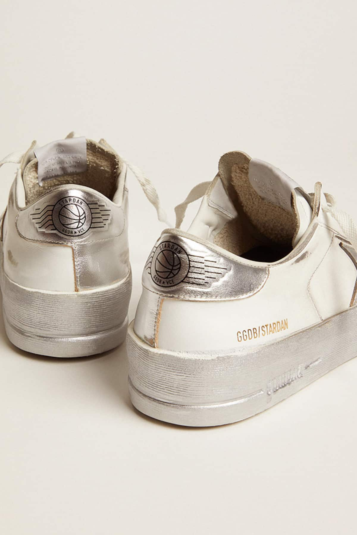 Golden Goose - Stardan sneakers with silver metallic leather star and heel tab in 