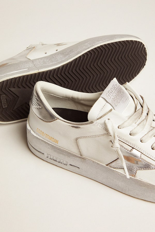 Golden Goose - Stardan sneakers with silver metallic leather star and heel tab in 