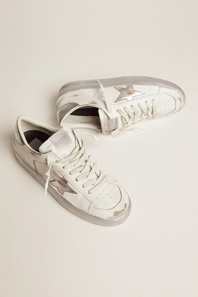 Golden goose superstar metallic low-top sneaker silver best sale