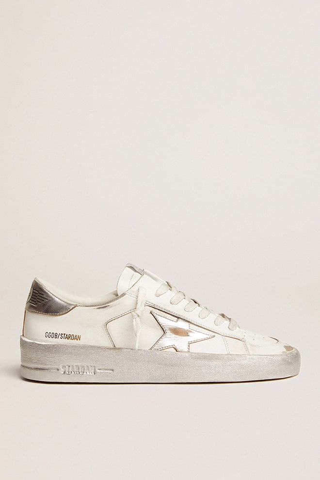 Stardan sneakers with silver metallic leather star and heel tab ...