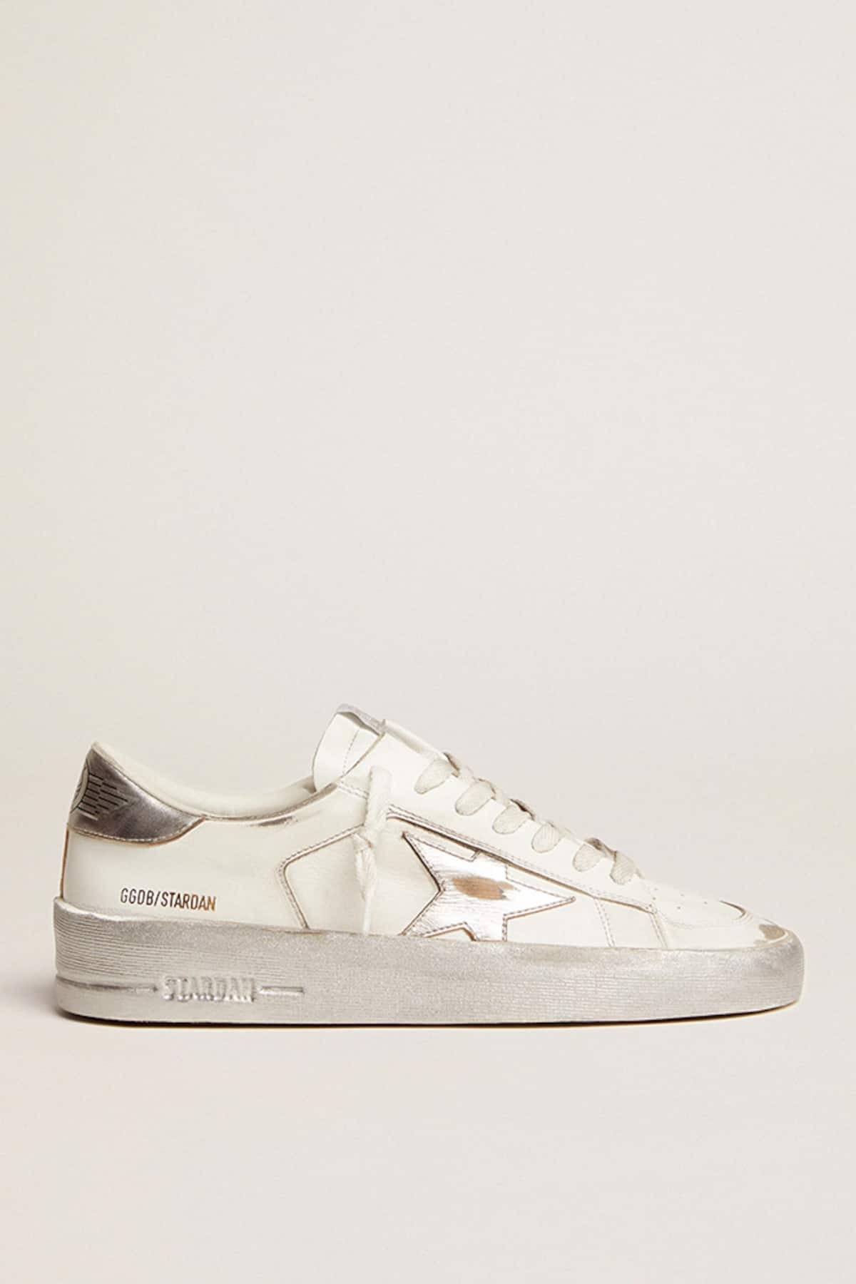 Golden Goose - Stardan sneakers with silver metallic leather star and heel tab in 