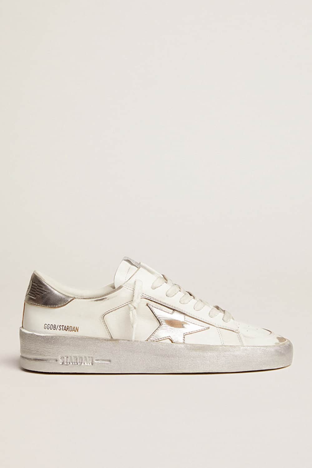 Golden Goose - Stardan sneakers with silver metallic leather star and heel tab in 