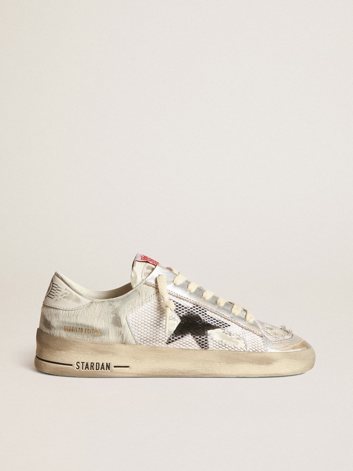 Golden Goose - Stardan LAB sneakers in white pony skin and leather with black suede star in 