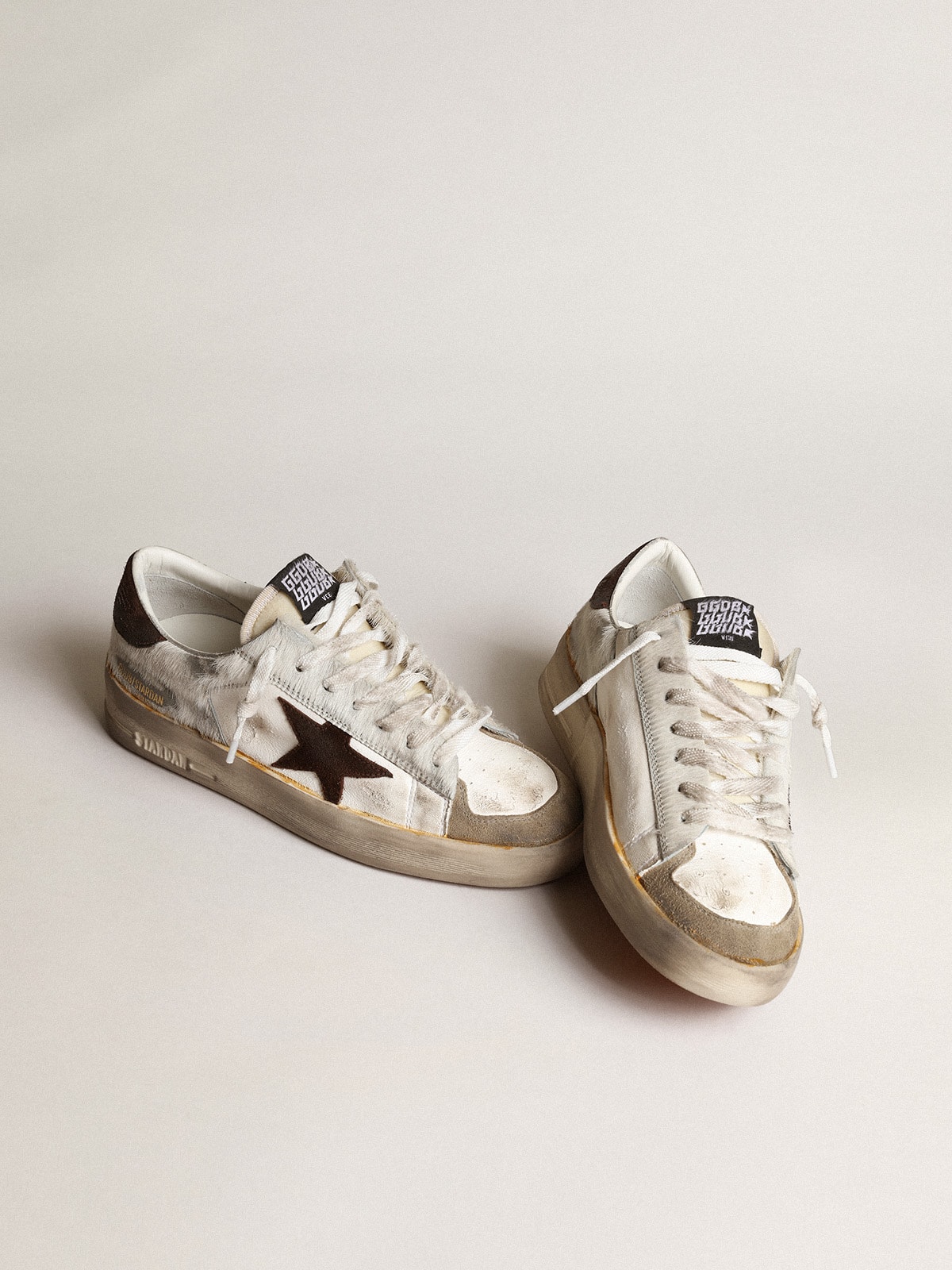 Golden Goose - Women’s Stardan in nappa and pony skin with brown suede star in 