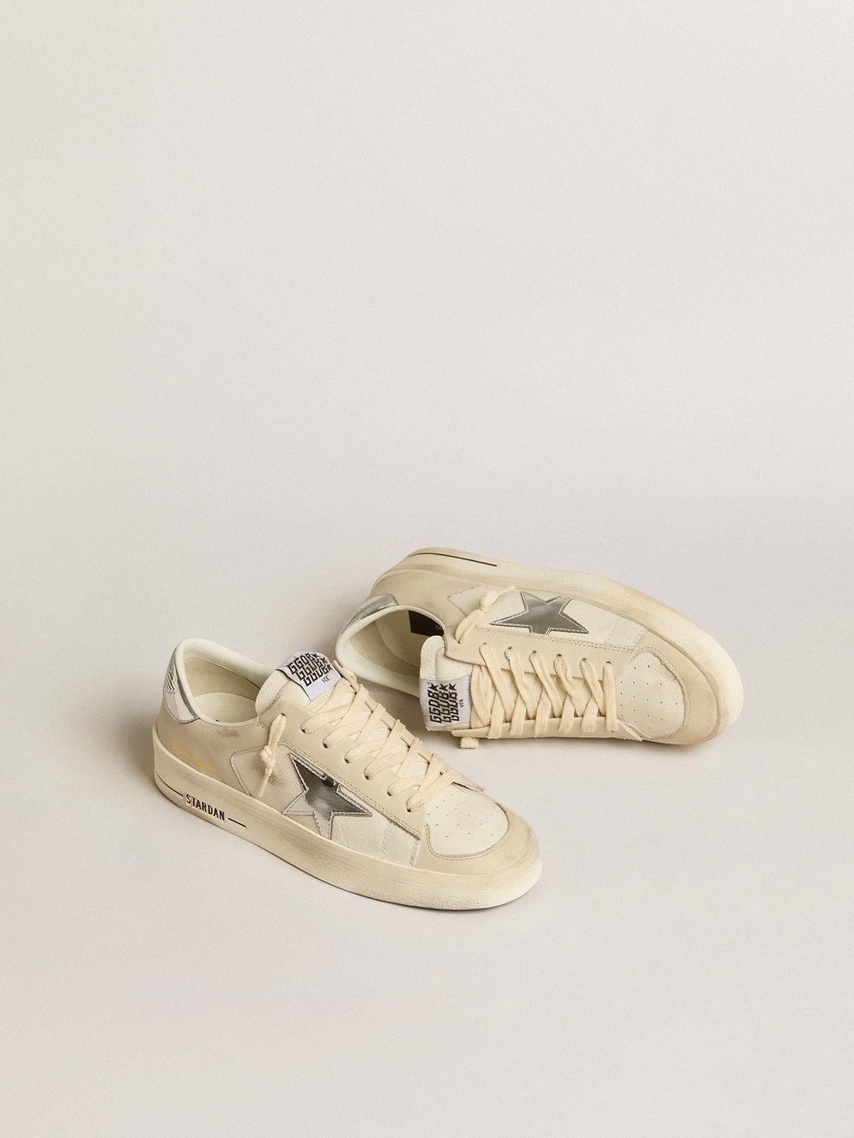 Golden Goose - Stardan en cuir nappa avec étoile et contrefort argentés effet miroir in 