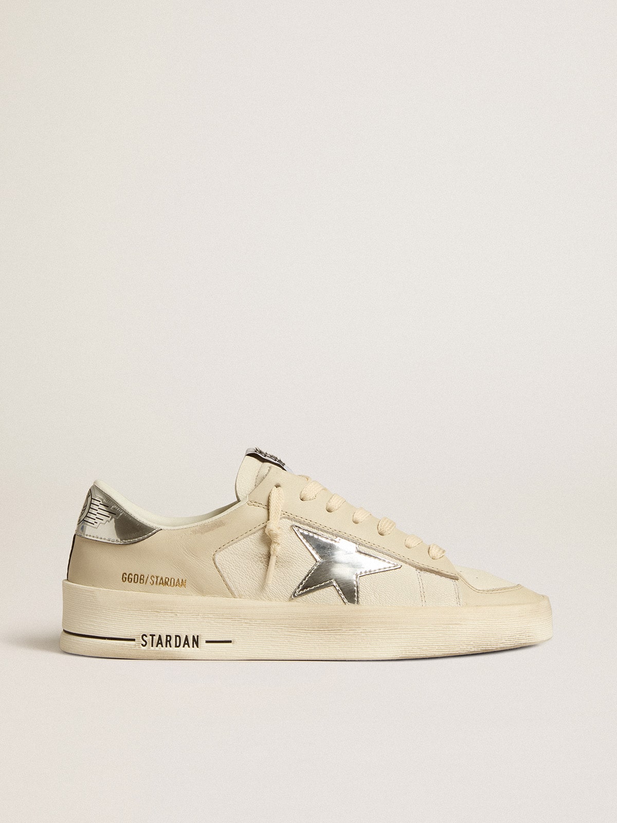 Golden Goose - Stardan de napa con estrella y refuerzo del talón color plateado efecto espejo in 