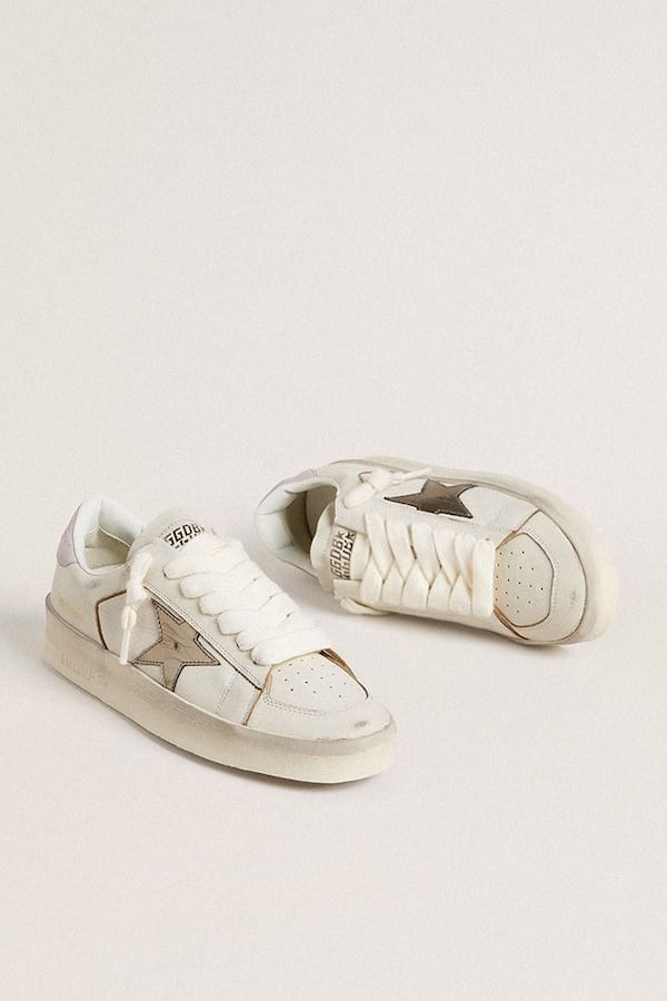 Golden Goose - Stardan in nappa leather with metallic silver leather star and pink suede heel tab in 