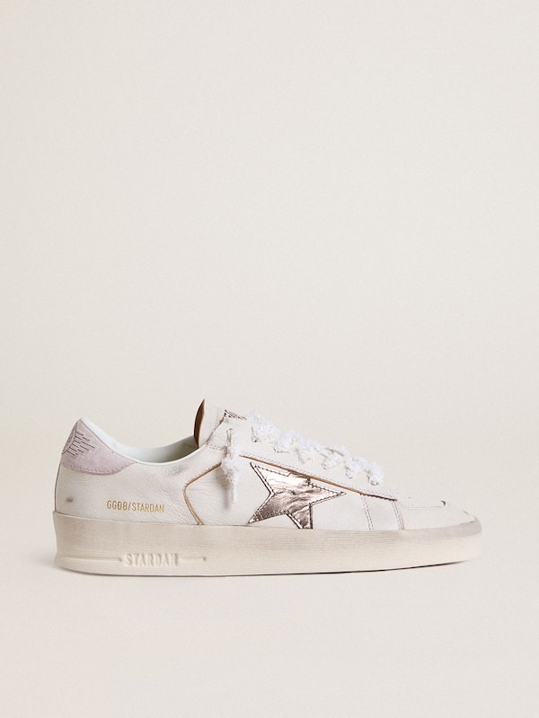 Golden Goose - Stardan in nappa leather with metallic silver leather star and pink suede heel tab in 