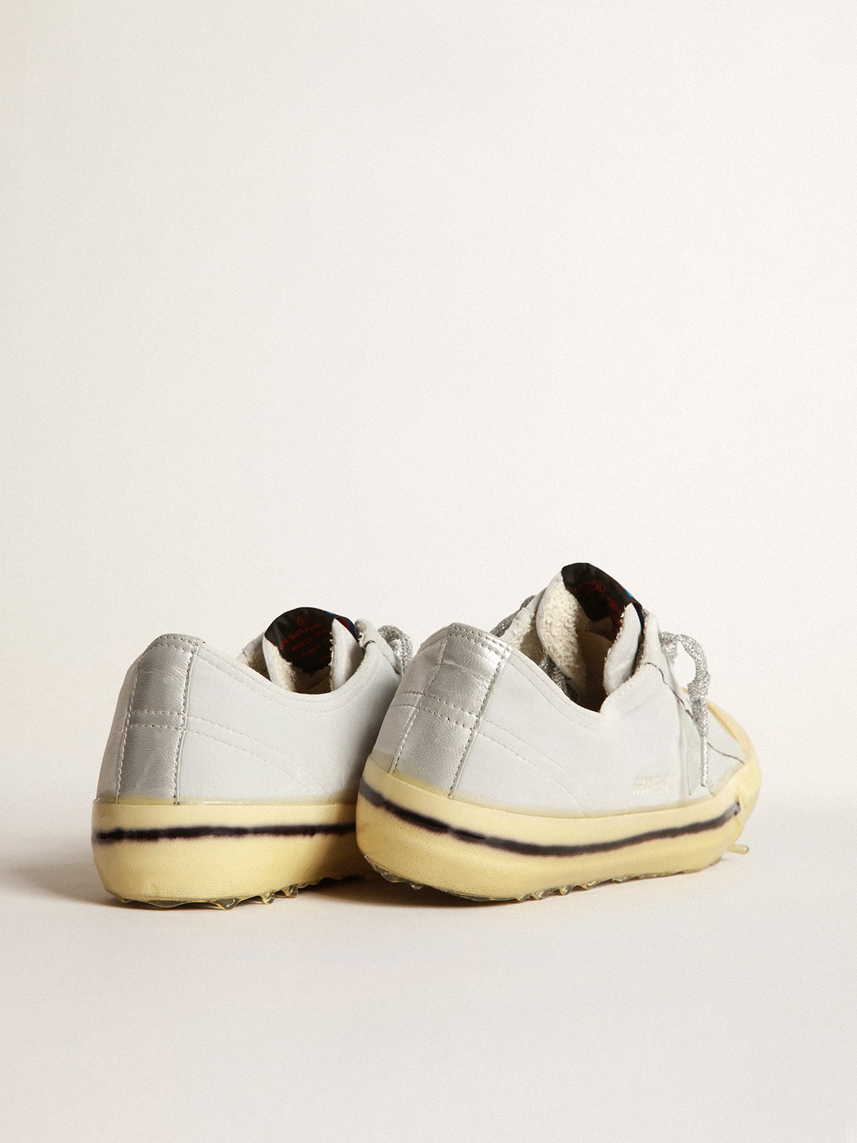 Golden Goose - V-Star LTD sneakers in light gray velvet with silver laminated leather star in 