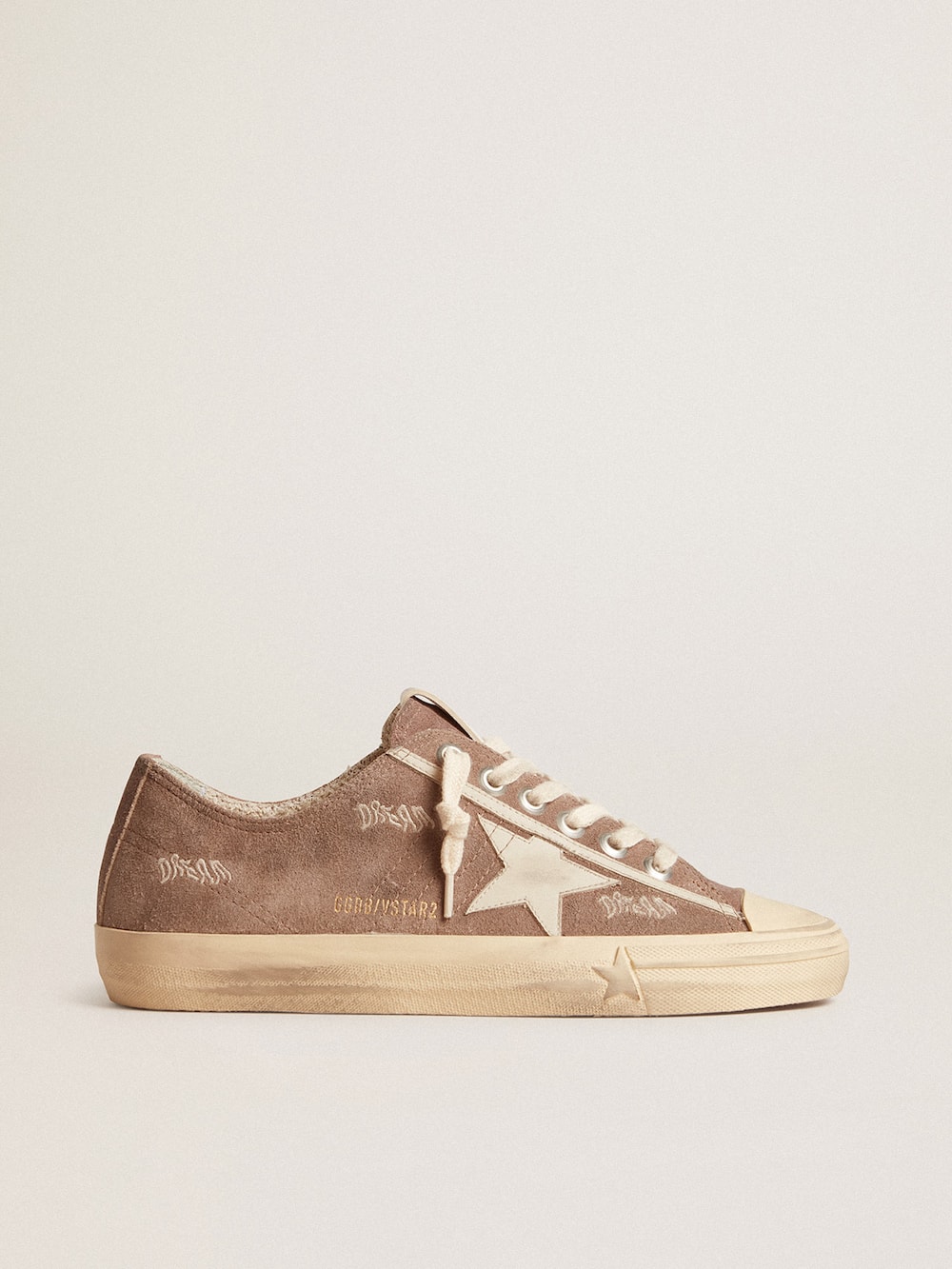 Golden Goose - Women's V-Star in dove-gray suede with light gray leather star in 