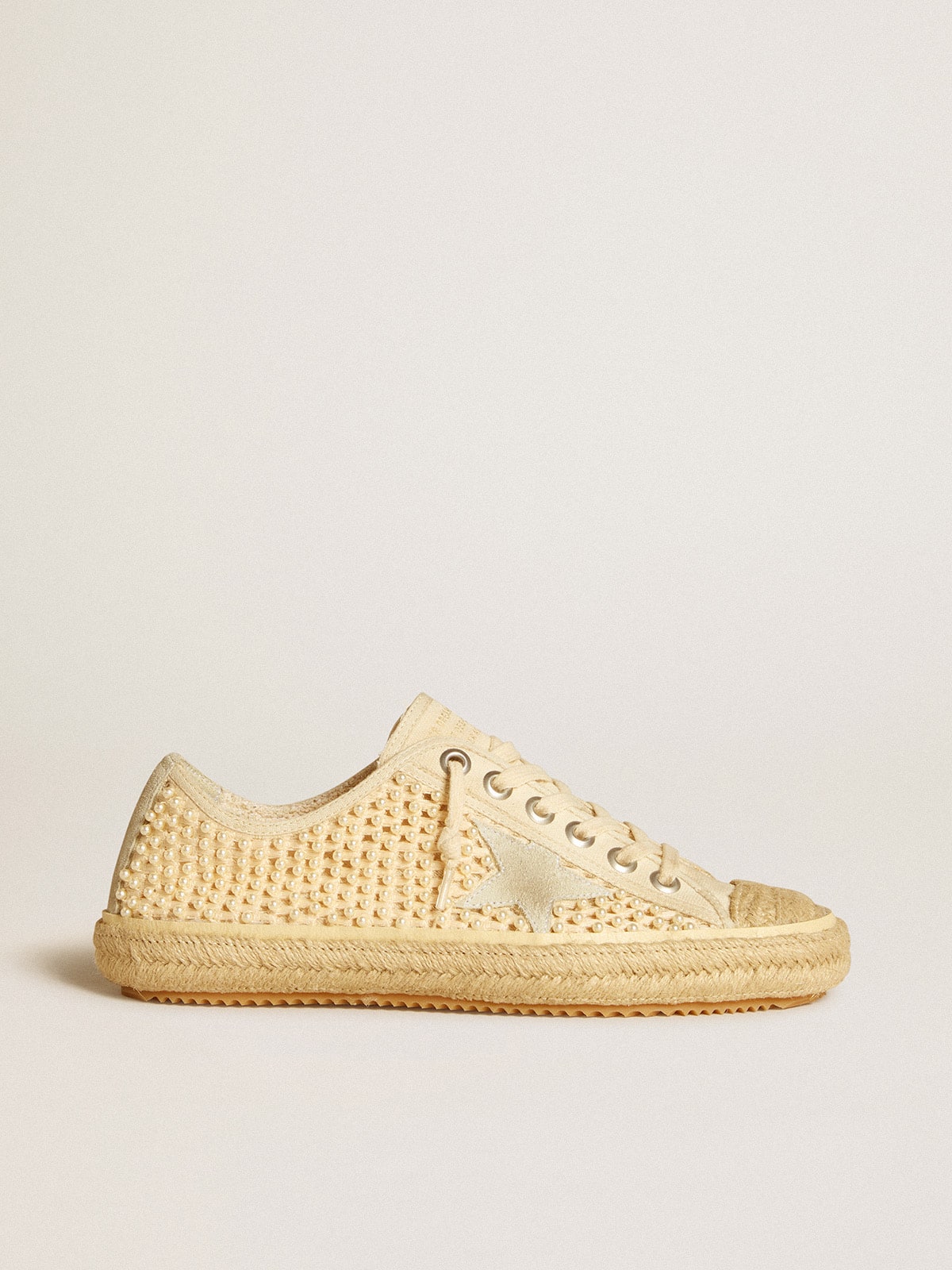 Golden Goose - V-Star de lona con perlas all-over y rafia in 