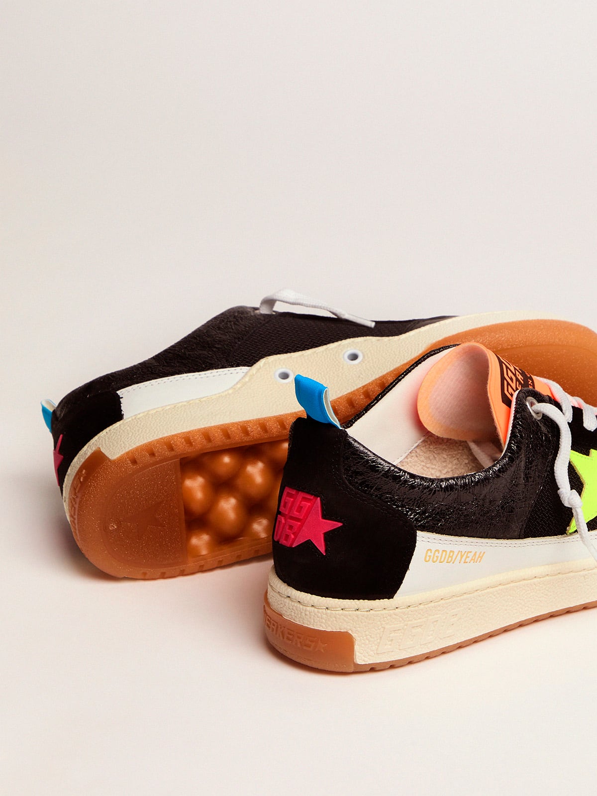 Golden Goose - Women’s black Yeah sneakers with fluorescent yellow star     in 